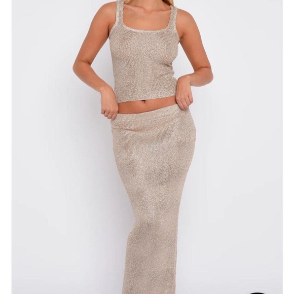 White Fox Boutique Dresses & Skirts - White Fox Champagne Sequin Knit Set